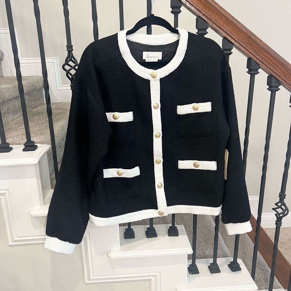 Anthropologie Black and White Blazer Classic